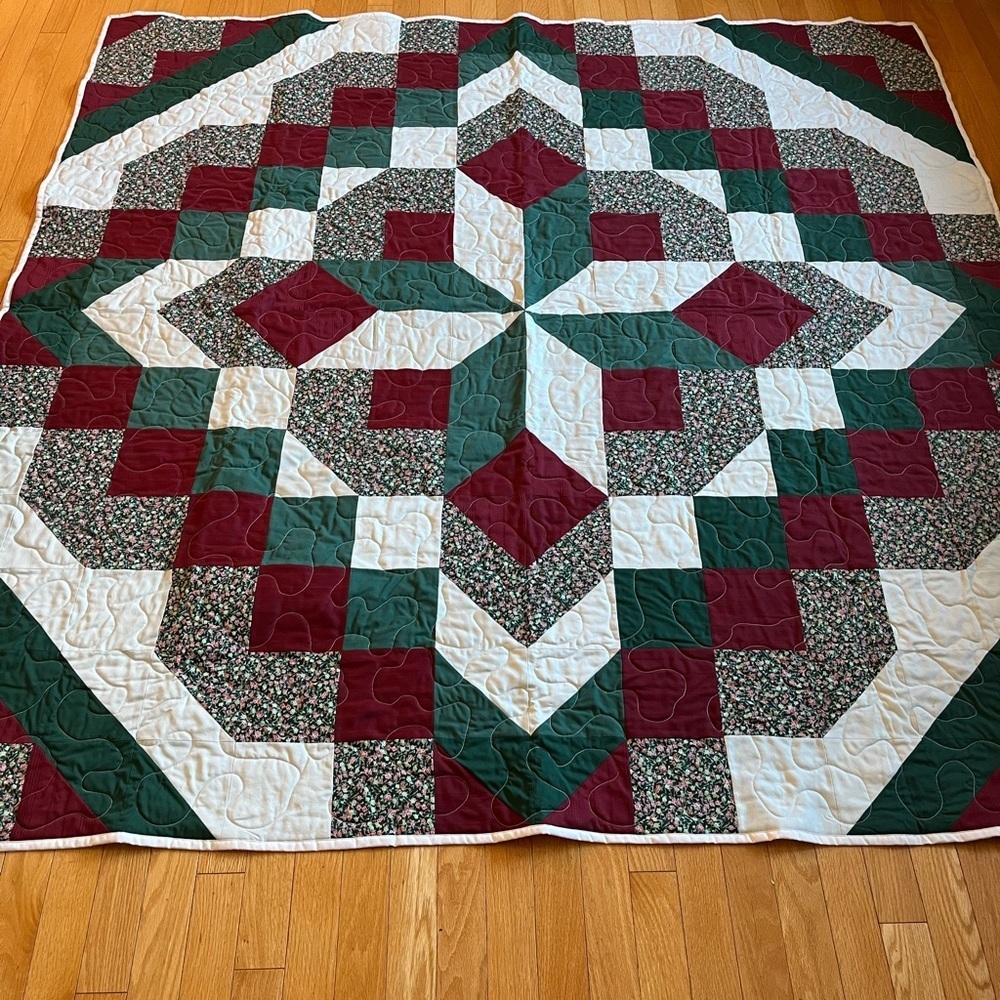 New Handmade Patchwork Quilt. Bedspread or large throw 68x69” Cottagecore - Picture 4 of 10